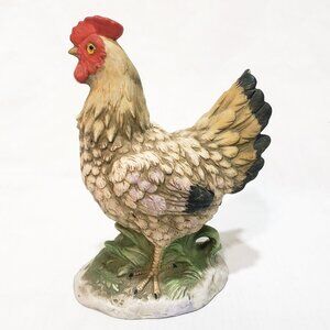 Chicken Hen Standing Proud Country Figurine 6" Homco 1446 Tan Cream